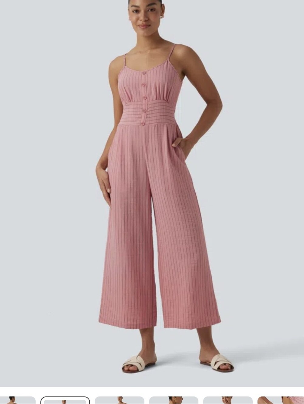 Halara Pink Pinstripe Jumpsuit Sz.L NWT